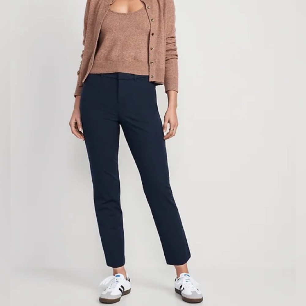 NEW - High-Waisted Pixie Straight Ankle Pants for Women - NAVY Size 14